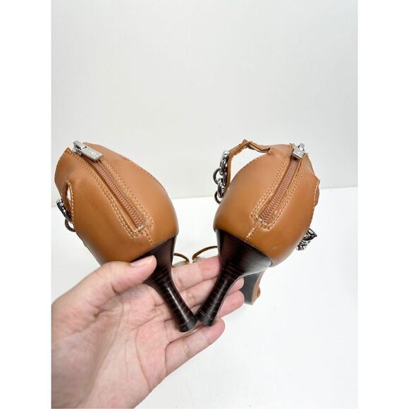 Calvin Klein Sandals Womens Size 8 Brown Chained Open Toe Heels - Picture 7 of 12